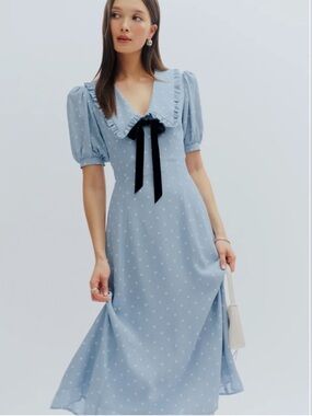 reformation rou knit midi dress Reformation Rou Midi Fit & Flare Dress in Black